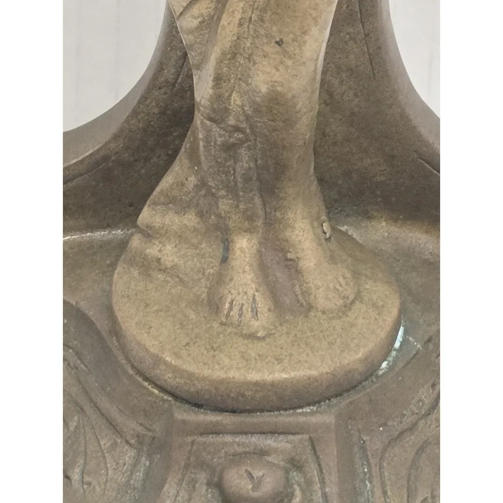 Vintage Brass Art Nouveau Revival Lady or Nymph Table Vanity Mirror, 12 Inch